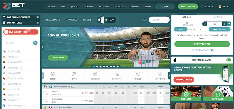 22BET bookmaker bets super fast basketball games