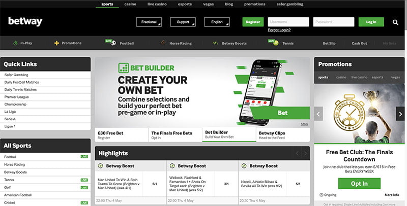Betway bookmaker with the best odds today