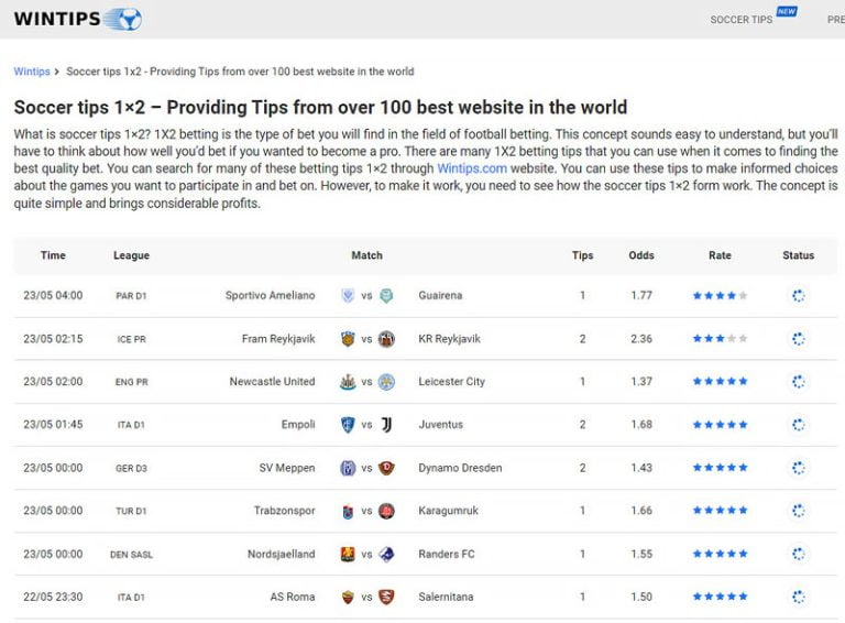 Football tips Wintips.com prestige