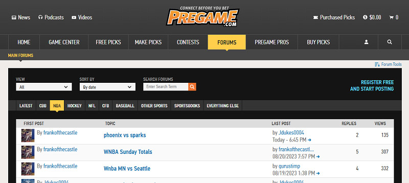 Pregame the most prestigious betting forum today