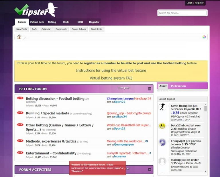 Reputable football betting forum Vtipster crowded with favorite bookmaker