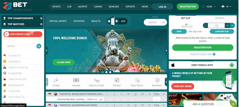 The most reputable 22Bet Zambia website today
