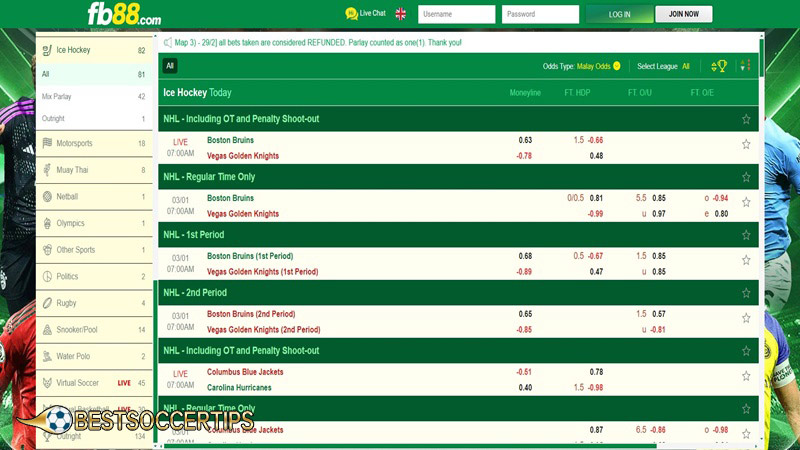 Ice Hockey Betting Sites: FB88