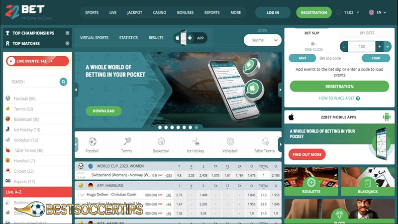 Betting sites Norway: 22Bet