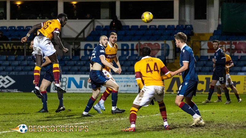 Highest jump in the world football: Bevis Mugabi vs Ross County (2.62m)