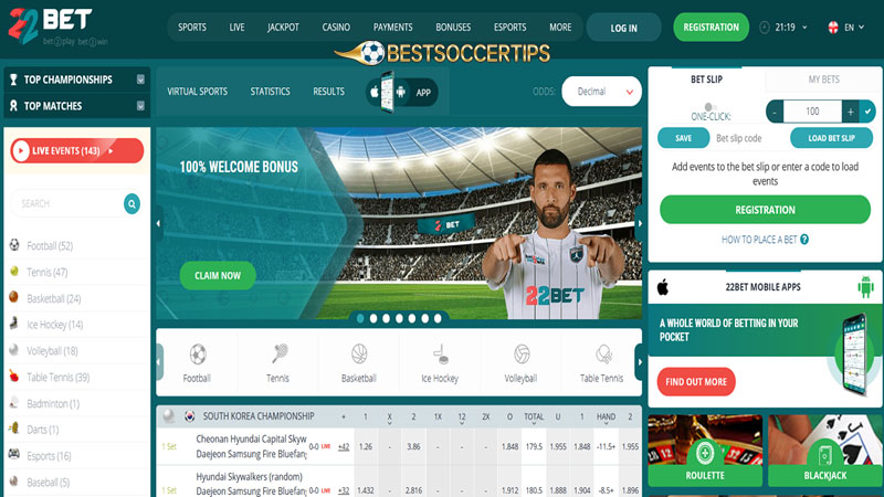 Bolivia sports betting: 22Bet