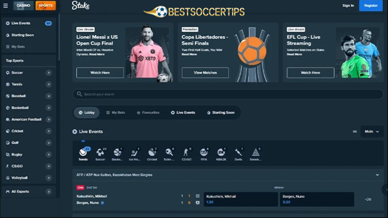 Betting sites in France: Stake