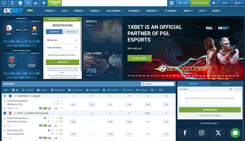 1xBet - Betting sites in Ghana