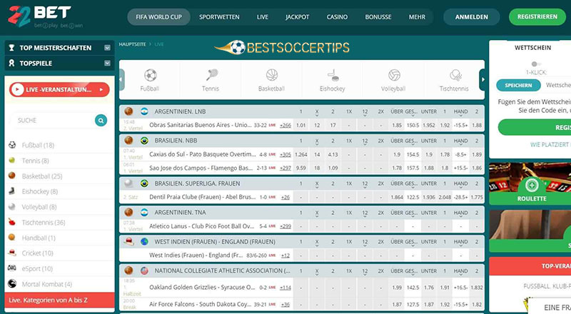 22BET - Betting sites in zambia