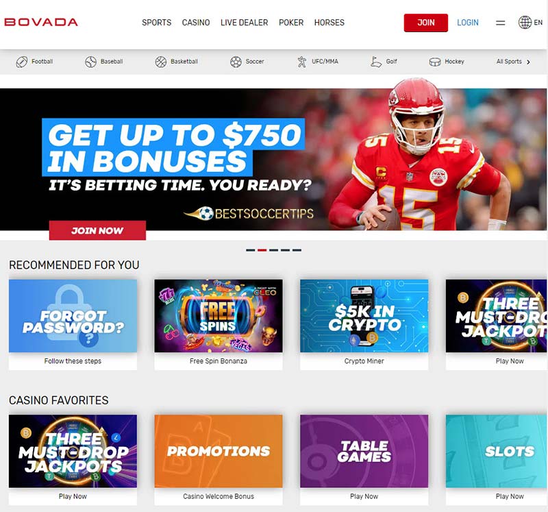 Bovada - Betting sites for 18 year olds