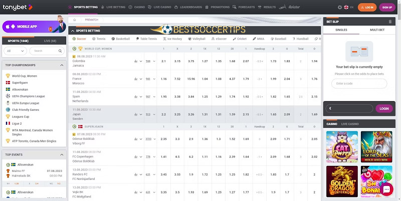 TonyBet - Jamaica betting sites
