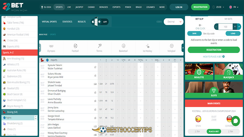 Boxing betting apps: 22Bet App