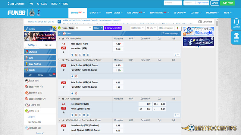 Table tennis betting apps: Fun88 App