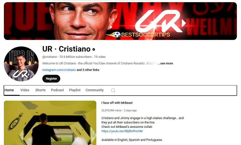 Cristiano Ronaldo make his youtube channel